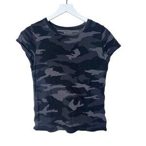 Athleta Womens Organic Daily Black Camo Crew Short Sleeve Tee Shirt Size XS